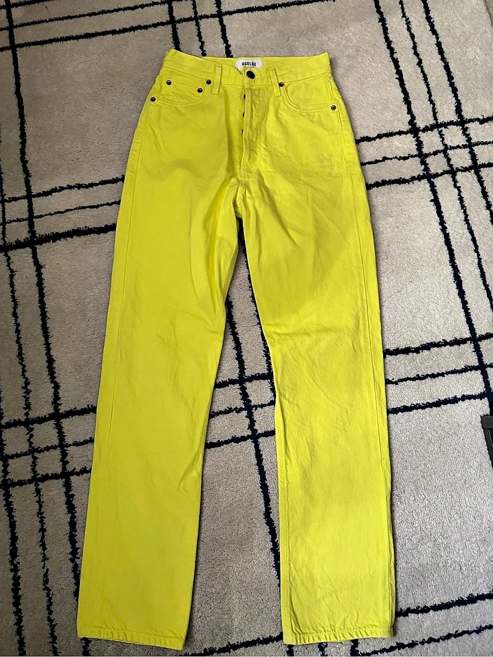 AGOLDE 90's Pinch Waist High Rise Straight Leg Jeans Yellow Size 24